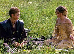 padme and anakin frolic in the grass